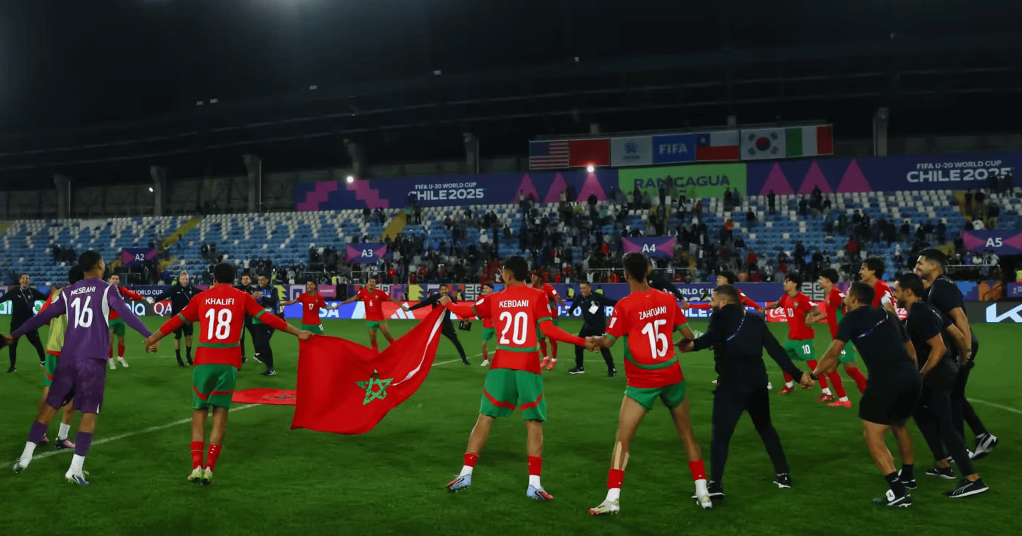 La selección de Marruecos sub 20 de fútbol en la final del mundial de Chile